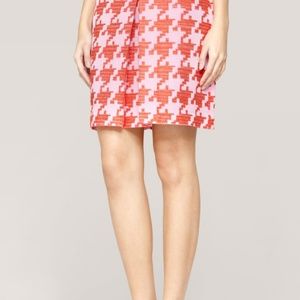 J Crew Pink Pixelated Houndstooth Mini Skirt